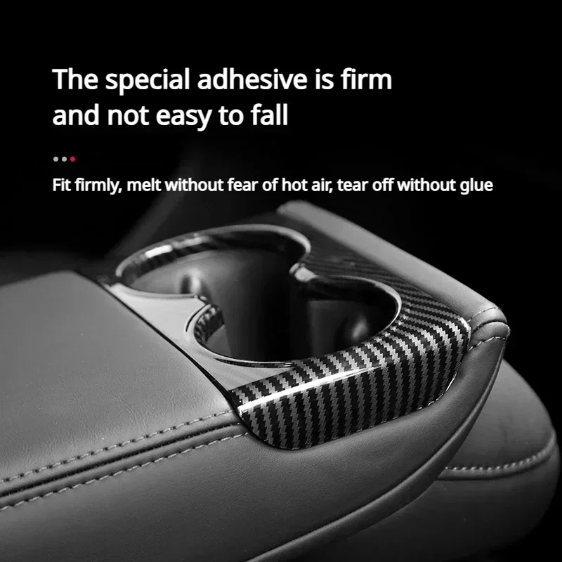 テスラ モデル3 ハイランド 2025年式 後部座席用カップホルダーカバーパネル、後列カップホルダー保護カバー装飾フレームアクセサリー