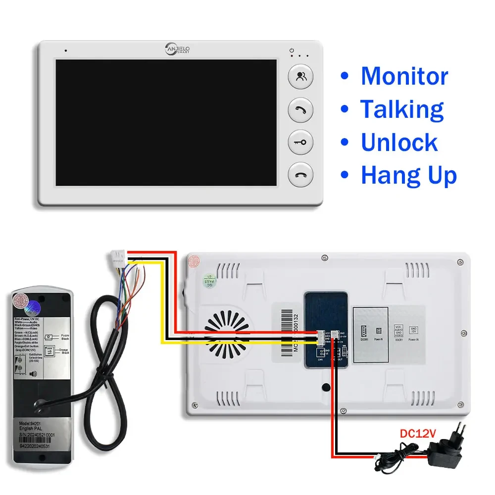 Sistema de intercomunicación de Video para el hogar, Monitor de 7 pulgadas, Video con cable, teléfono de puerta al aire libre, impermeable, visión nocturna, portero electrónico