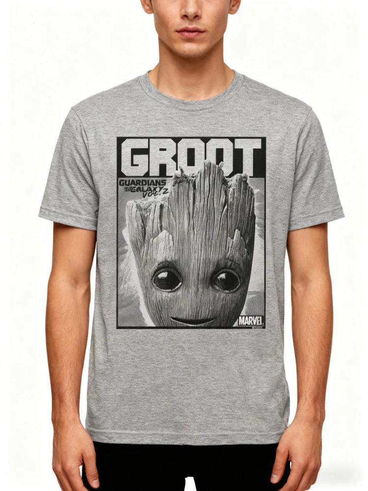 Marvel Genuine New Guardians of The Galaxy 2 Groot Innocent Comic Print Camisetas casuales de manga corta para hombres y mujeres de talla grande