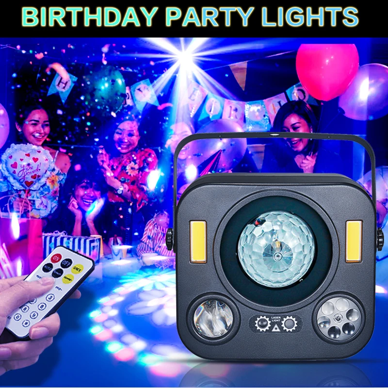 DJ Remote Control Magic Ball Laser Voice Control Strobe Stage Pattern Light Projector Wedding RGB Water Pattern DMX Atmosphere L
