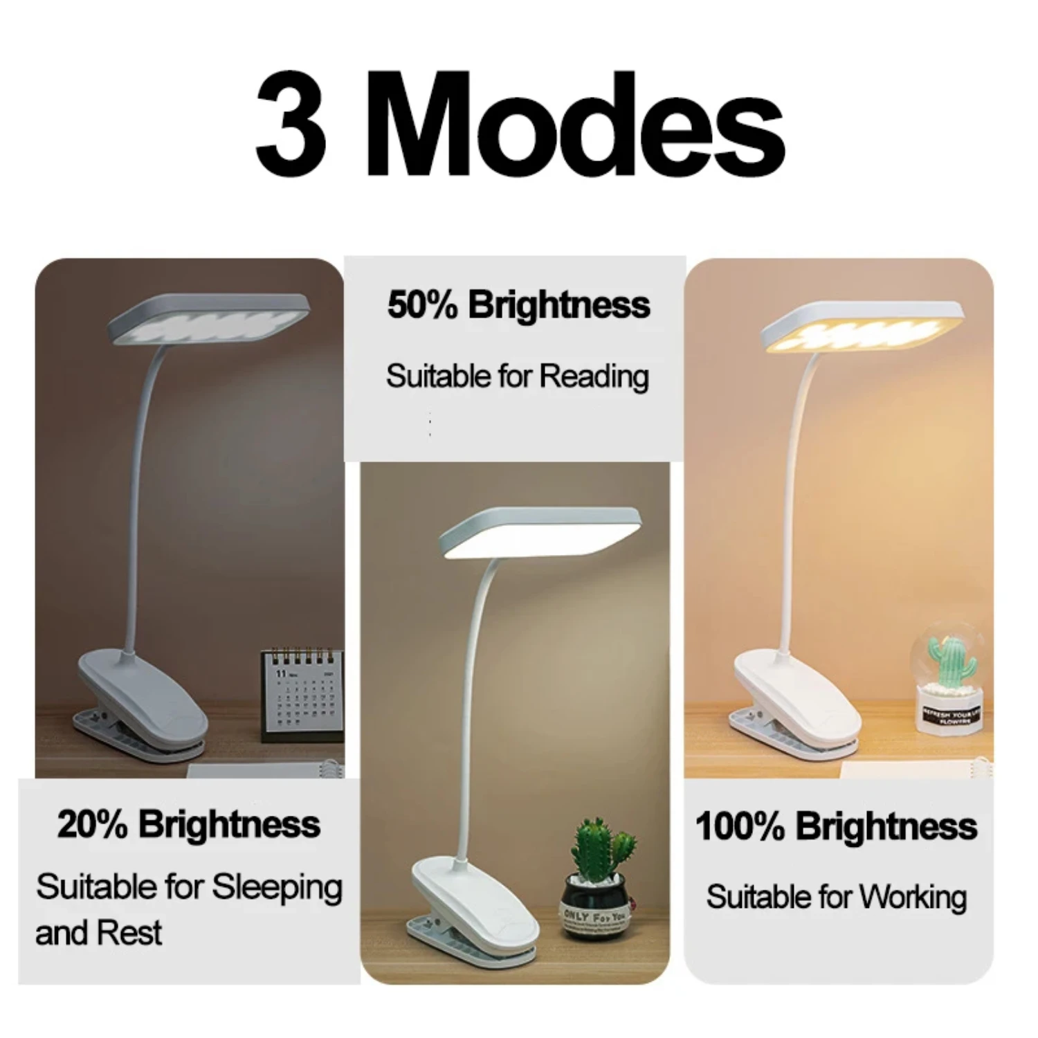 Lampes de table flexibles avec clip, lampe de bureau LED USB pliable, gradation, lumières de chambre, protection des yeux, étude, lecture, veilleuse, nouveau