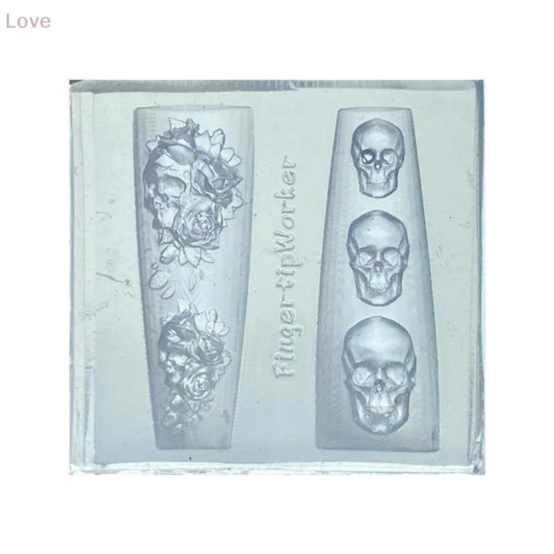 Rose Skull 3D Silicone Nail Art Mold Flower Floral DIY Transparent Template Nail Art Decoration Manicure Design Tool