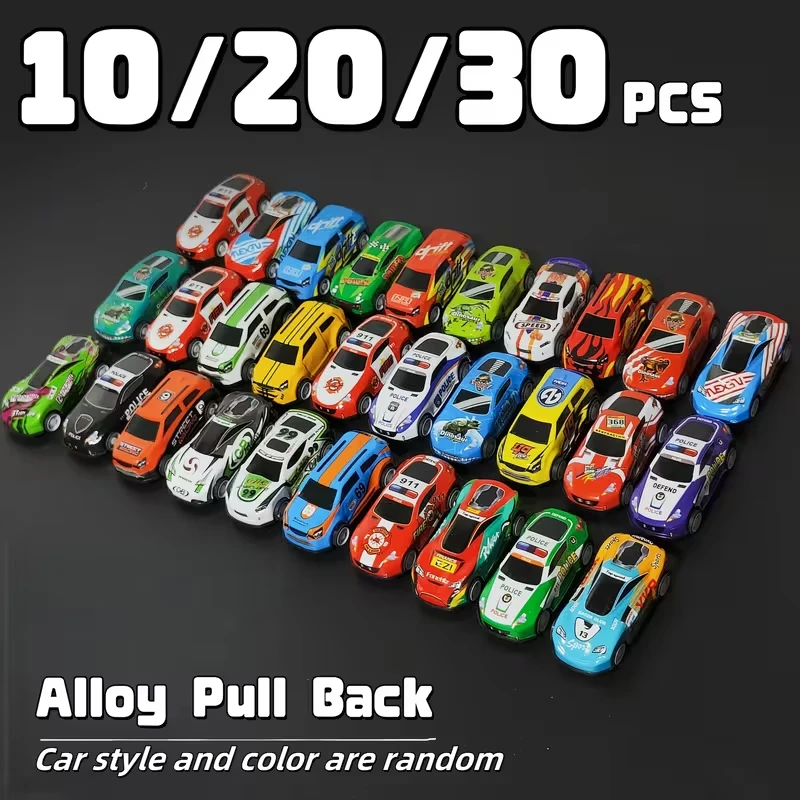 Kids Alloy Pull Back Car Toys Mini City Cartoon Inertia Racing Car Model Diecast Vehicle For Boys Girls Birthday Xmas Gift