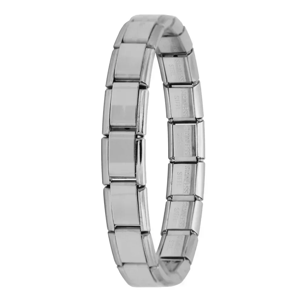 Men's And Women's 9mm Italian Elastic Charm Bracelet,Fashion Stainless Steel Bangle,Square Splicing Bracelet Watchband Chain