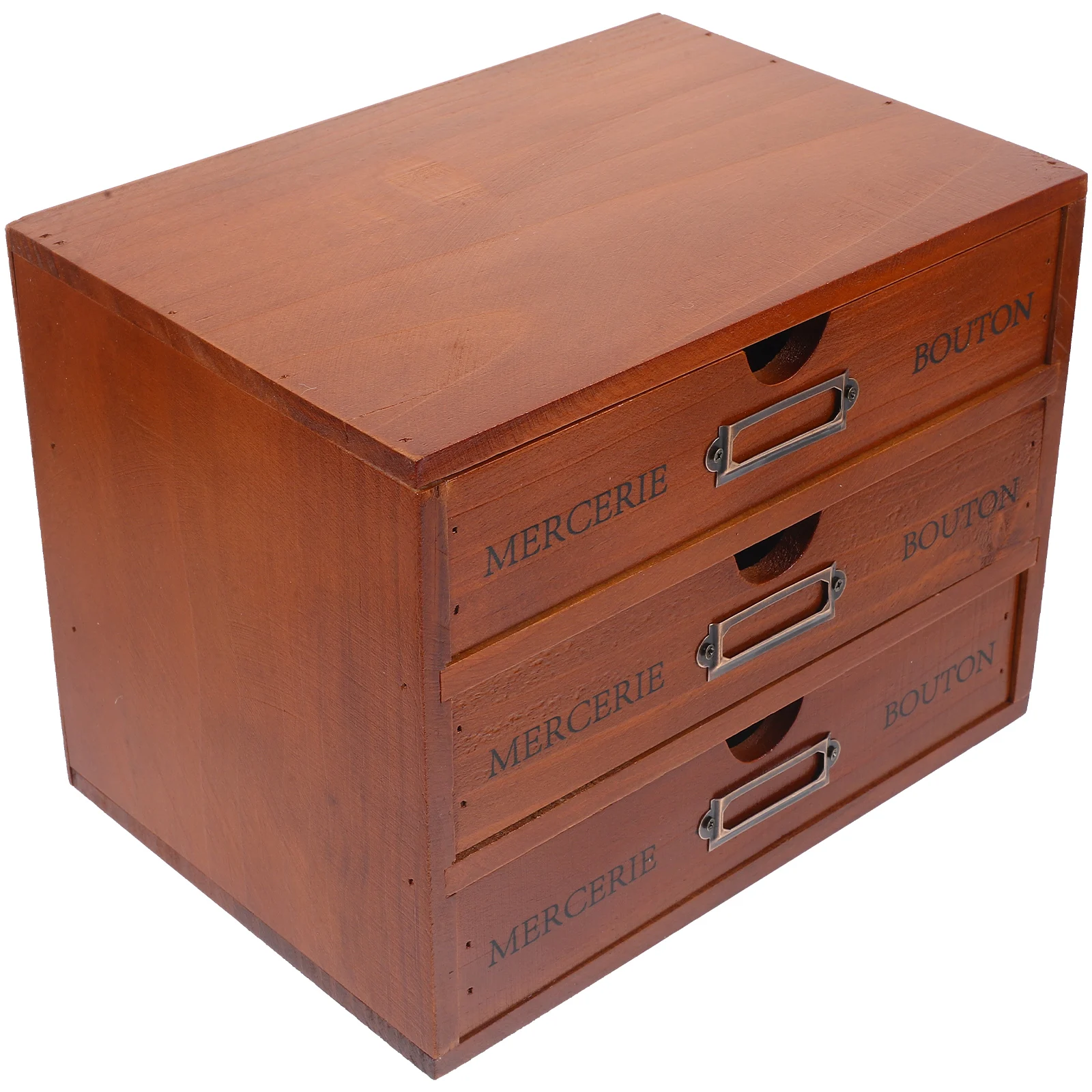 

Solid Wood Drawer Storage Cabinet Desk Organizer Craft Drawers Black Vintage 3 Layers Wooden Desktop Organizers For Cosmetics