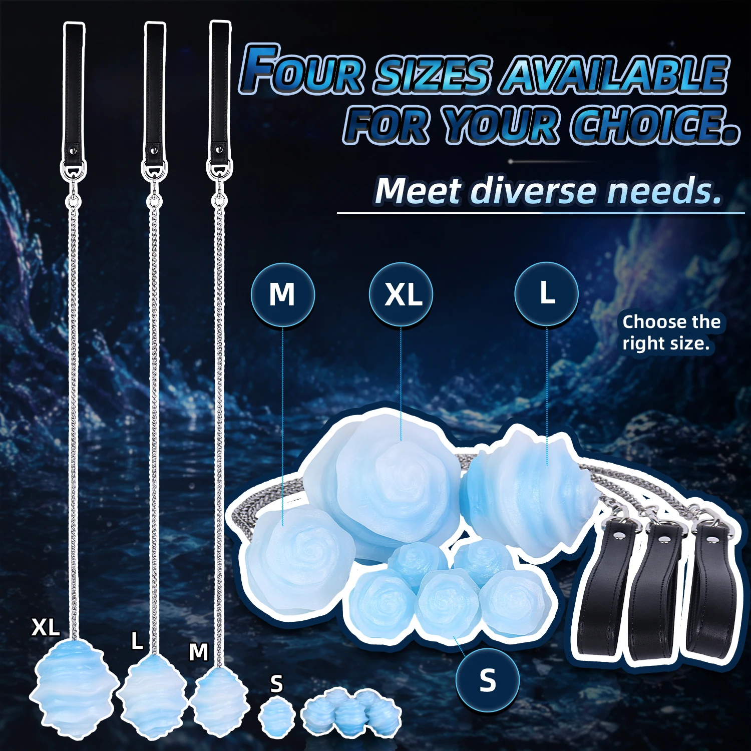 SHAZ White Blue Gradient Egg Type Anal Plug with Chain Traction Silicone Big Butt Plugs Beads Couple Masturbation Adult Sex Toys view 2