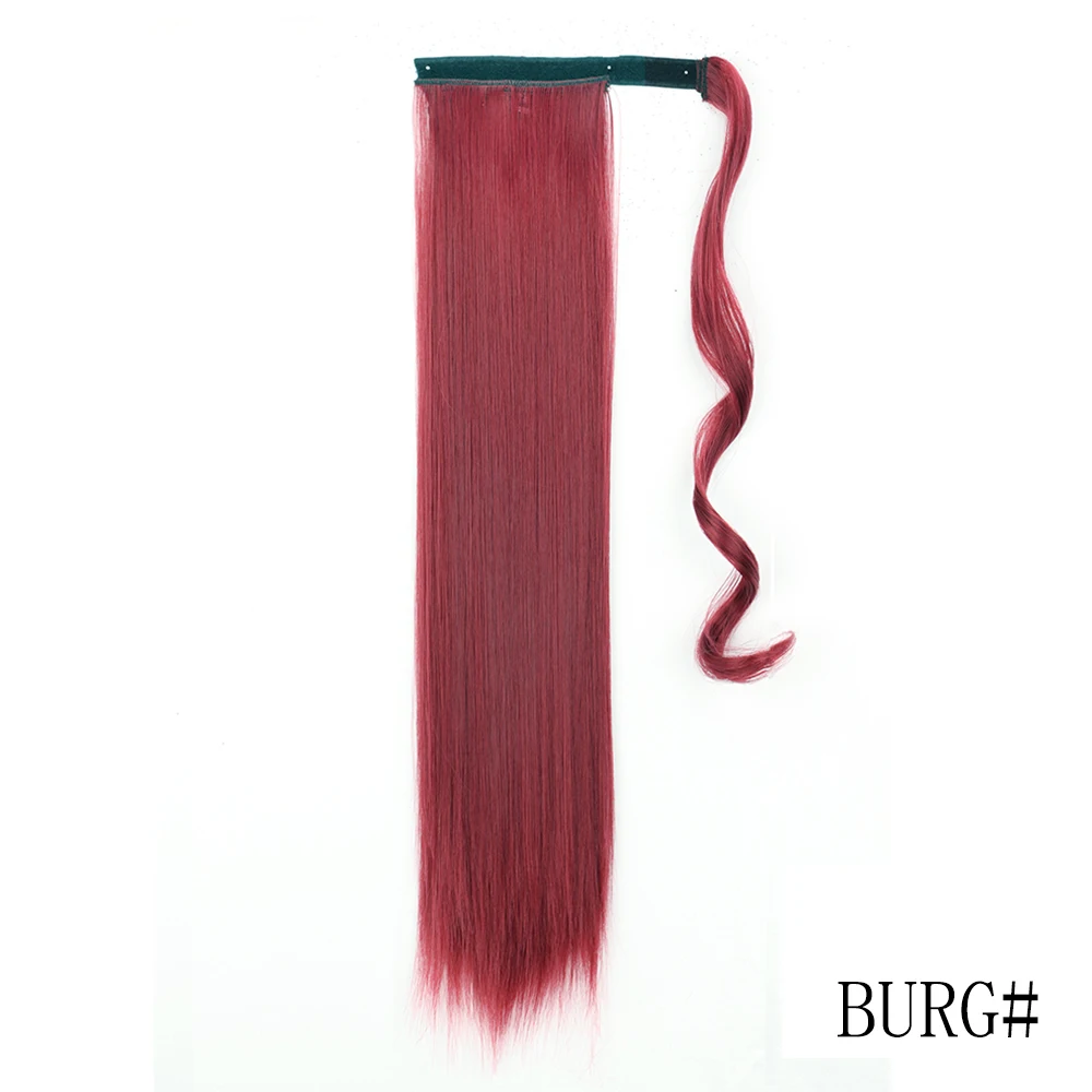 LISI GIRL Kunsthaar 22''34'' Langer, gerader Pferdeschwanz zum Umwickeln, Clip-in-Haarverlängerungen, schwarzes Haarteil, Kopfbedeckung