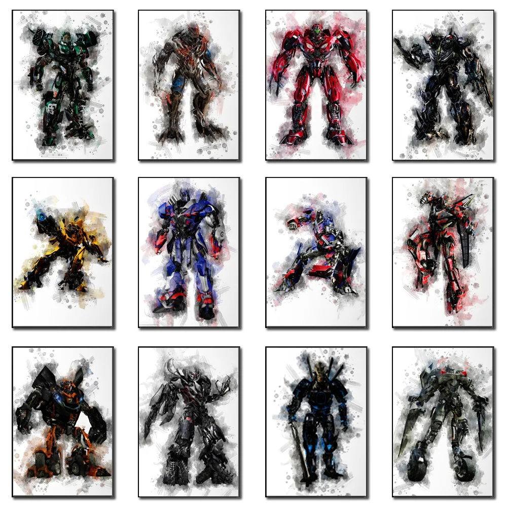 

Abstract Transformers Graffiti Wall Art Print Optimus Prime Watercolor Autobot Robot Canvas Poster Megatron Painting Decoration