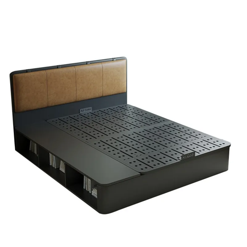 Ultra-thin bedside floor storage modern simple air pressure box bed master bedroom flush edge bed