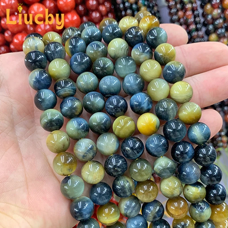 DIY Retro Dekoration exquisite Creolen Naturstein Traum Tiger Auge Stein für Schmuck herstellung 15 "Großhandel 6/8/10/12/14mm – Detail 7