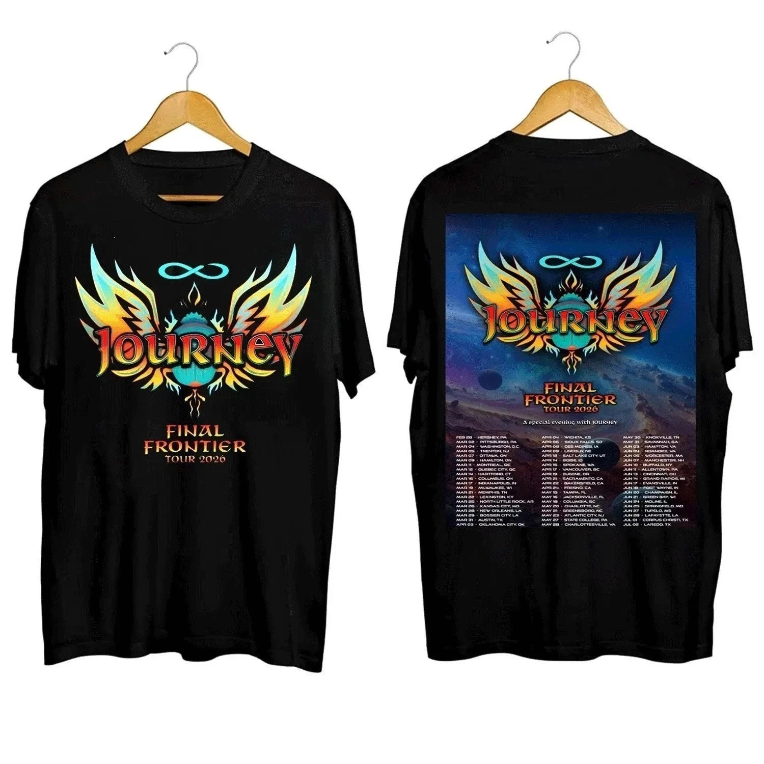 Brand New!!! Journey Band 2026 Ultimate Frontier Tour T-shirt Rock Music T-shirt Male and Female Fans Short Sleeves