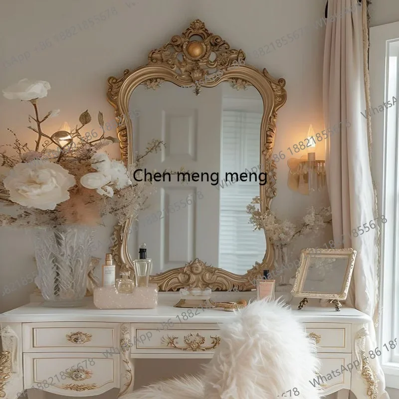 A182 Customized large-size vanity mirror European vanity mirror retro entrance wall-mounted decorative mirror