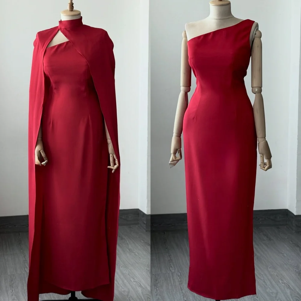 

Customized Exquisite Burgundy Jersey Evening Dress Temperament One Shoulder Sleeveless Zipper Back Mermaid Homecoming Dress