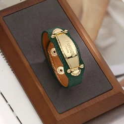 Kirykle Luxurious High Quality Golden High-grade Metal Leather Bracelet for Women Girl Charm Bracelets Party Jewelry Gifts
