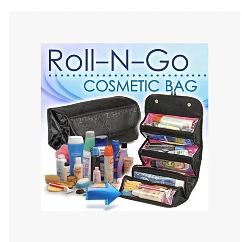 Travel Cosmetic Bag Storage Women Mesh Make Up Box Bags 4 Bag/roll Toiletry Makeup Brushes Lipstick Removable  Organizer