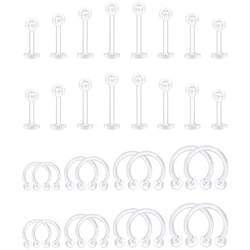 Clear Piercing Retainers Flexible Cartilage Helix Daith Rook Tragus Earring Bioflex Plastic Nose Septum Lip Eyebrow Rings
