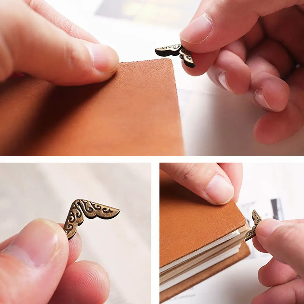 4 pezzi di decorazione per menu di libri retrò, protezione per angoli di libri, angoli metallici, album fotografici, accessori per album