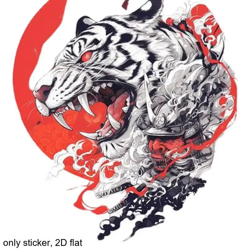 2D Flat 1set Japanese Style White Tiger Vinyl Stickers, Waterproof UV Resistant, for Car Laptop Decor, Holiday Gift
