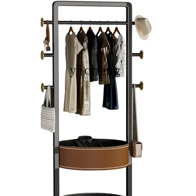 

ZF Minimalist Removable Coat Rack Saddle Leather Storage Organizer Floor Clothes Rack