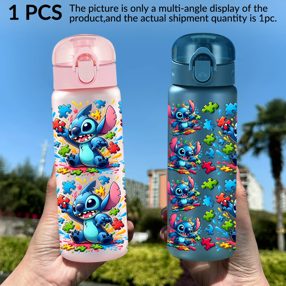 

1Pc Disney Blue Alien Printed 26oz Plastic Water Bottle Outdoor Sports Cup as Birthday/Back-to-School Gift