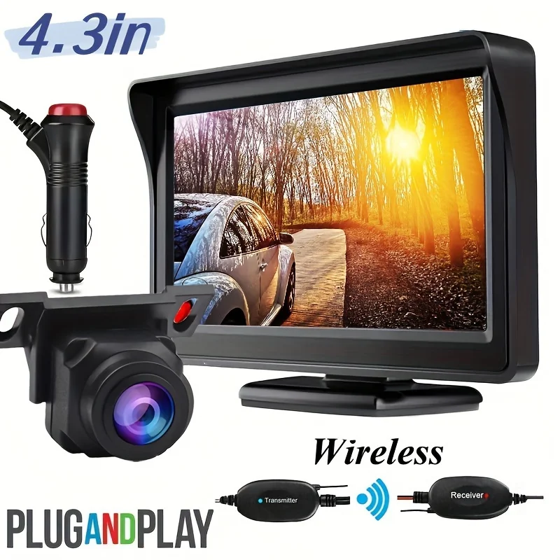 

Vehicle HD Wireless Rear View Camera 4.3In Monitor Car Reverse Parking Backup Image Transmitter Receiver Kit