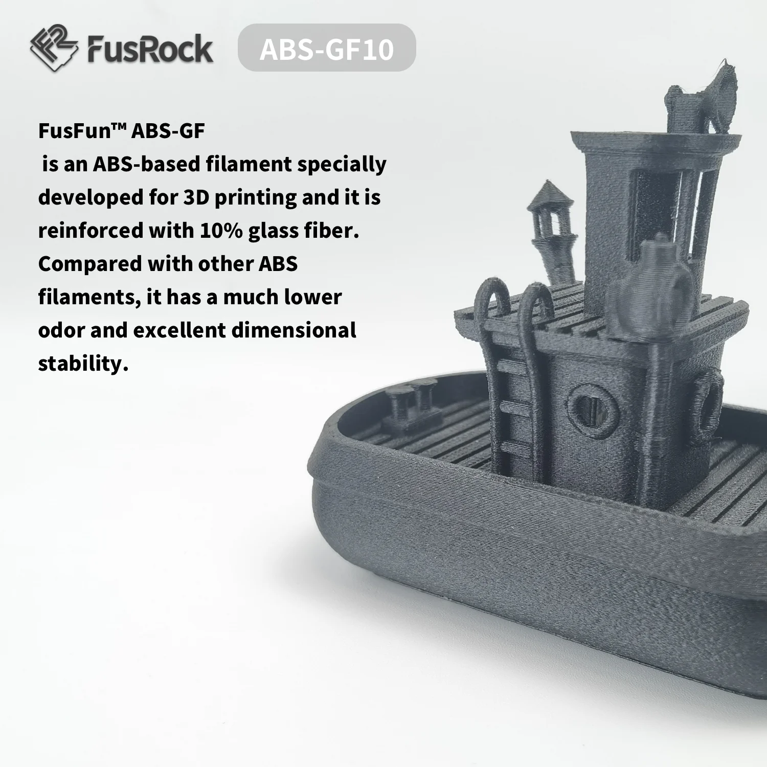 FUSROCK ABS-GF 3D Printer Filament 10% Glass Fiber ABS Filament 1.75mm, Fit Most FDM 3D Printers Frosted Texture, High Hardness,