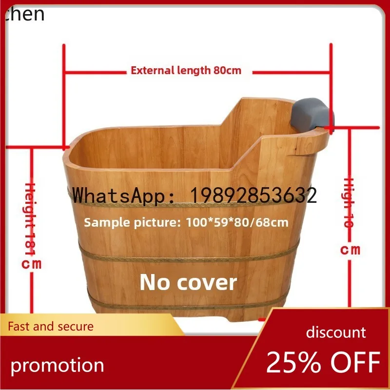 YFY  Small Household Oak Barrel with Lid for Adults, Wooden Bath Barrel, Bathtub, Steam Bath Barrel, Bath Tub