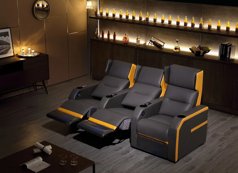 home theater recliner chair movie cinema armchair with power recliner genuine leather massage seat office chair