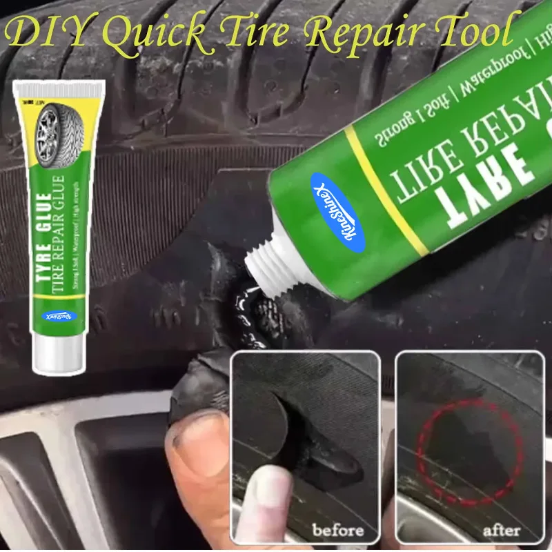 Instant Tire Repair Glue Kit - 24-Hour Fast-Acting DIY Tool for Cars/Motorcycles/Bicycles, Anti-Corrosion and Emergency Repair