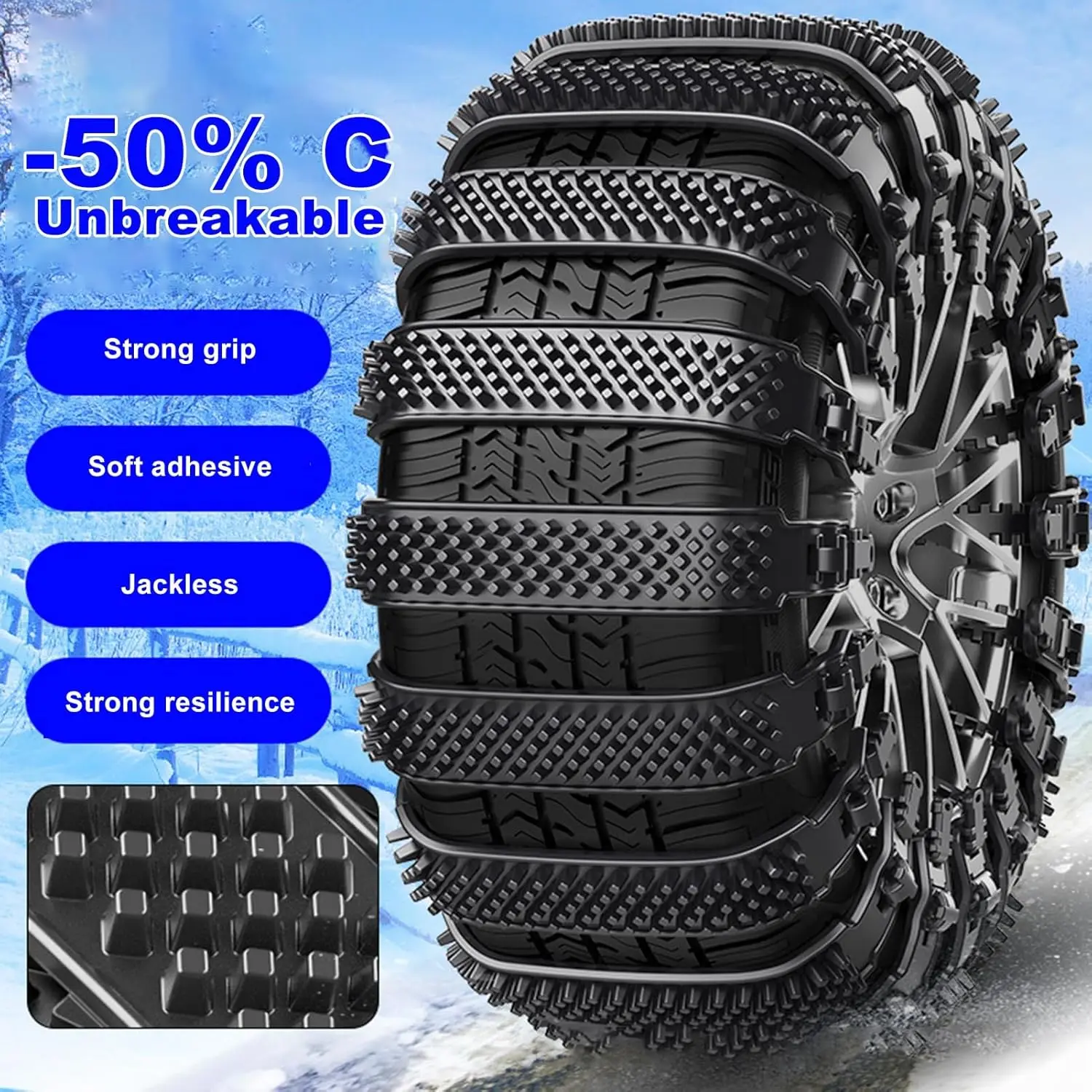 10 Pieces of Anti-Slip Snow Chains for Cars and Motorcycles, Suitable for Winter and Difficult Terrain, Universal Emergency Wheel Anti-Slip Locking Device