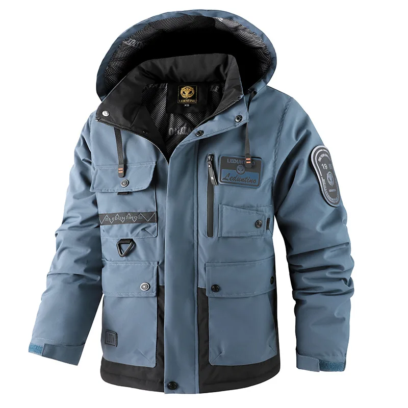 2024 Nieuwste Heren Dikker Parka Jas Outdoor Warme Katoenen Gewatteerde Jas Winter Heren Plus Size Waterdichte Mode Jas Met Capuchon