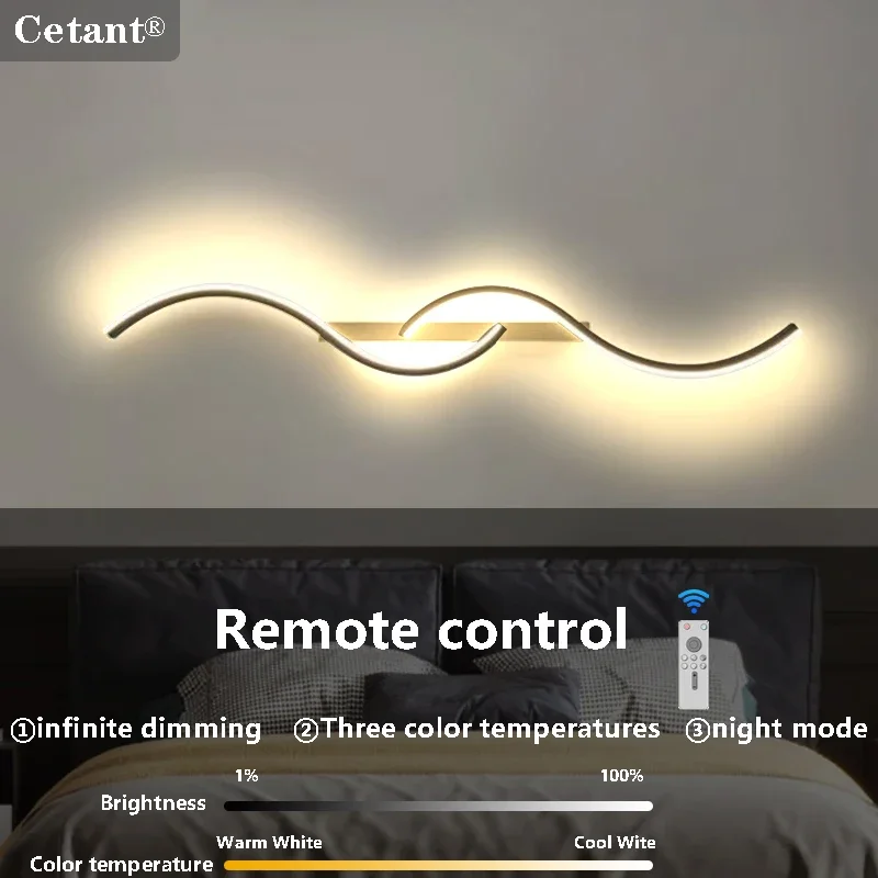 

LED modern minimalist wall lamp 60/80/100CM intelligent remote control adjustable color bedroom bedside living room wall lamp