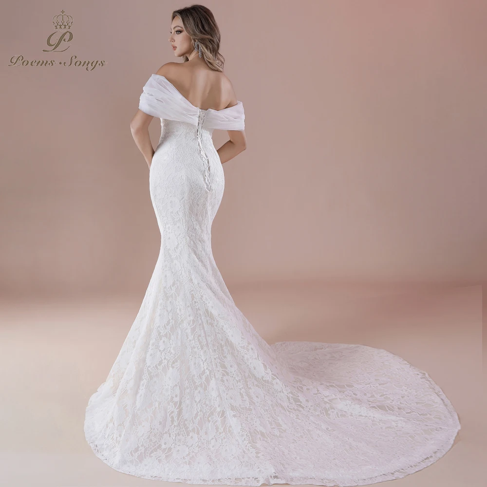 Vestidos para mujer personalizado vestido feminino glamouroso laço nupcial sereia vestido de casamento sem alças para noivas elegantes