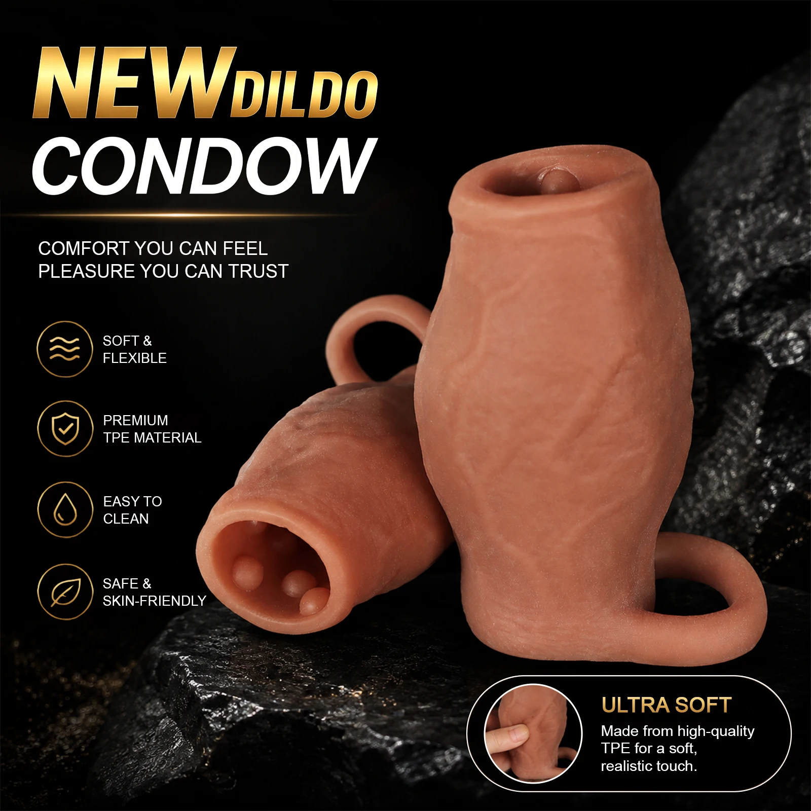 Dick Sleeve Enlargement Lock Sperm Dildo Penis Ring 18 Adult Men Sex Toys Soft Silicone Enlarged Thick Cock Sleeve Male Sexy Toy - view 3