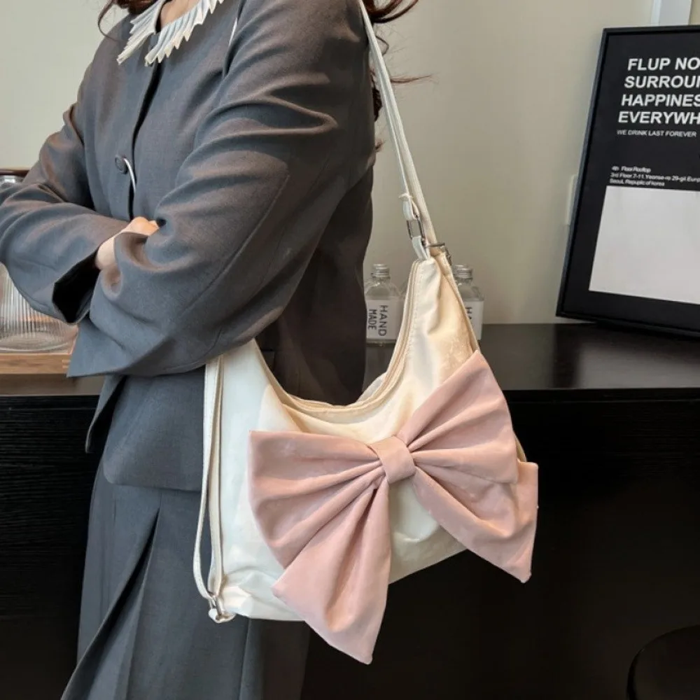 Storage Bag Sweet Bow Shoulder Bag Multifunctional Y2K Large Capacity Handbag Mommy Bag Commuting PU Backpack Outdoor