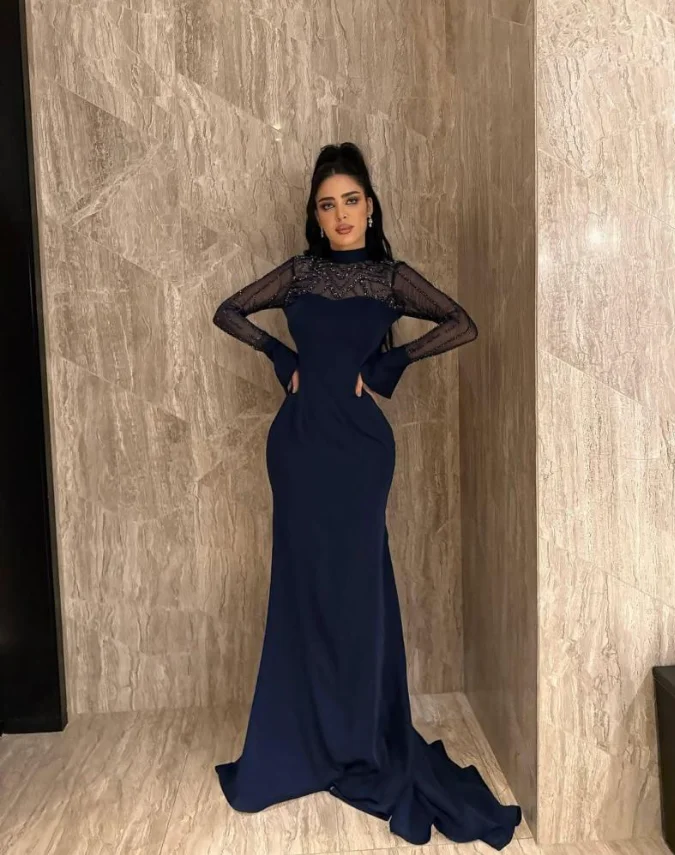 Arabische Nacht Elegante Avondjurken Zwart Prom Jassen Vloerlengte Zeemeermin Feestjurken Aangepaste Vestidos de noche 2025