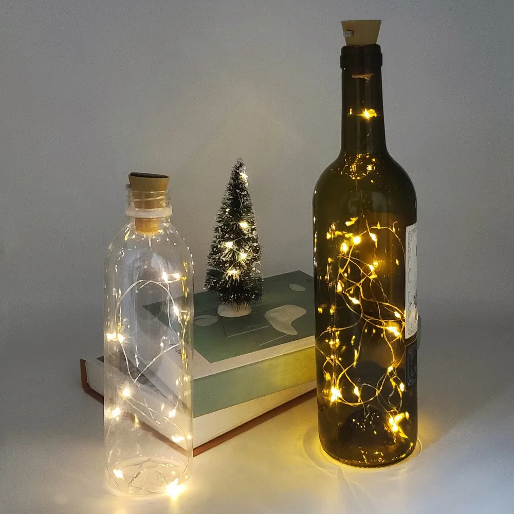 New solar bottle stopper light string 10 lights 20 lights waterproof Christmas LED copper wire bottle stopper decoration light s