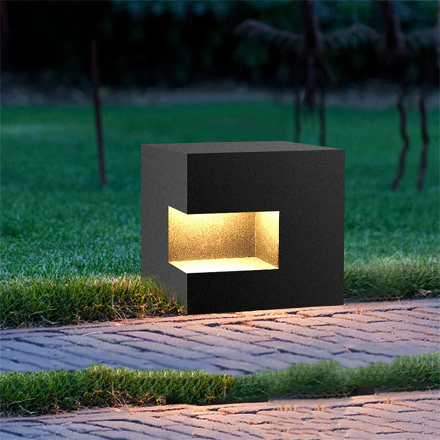 Thrisdar-Luz LED de aluminio para puerta, luz de pilar para jardín al aire libre, camino de paisaje, césped, Villa, patio, columna, poste