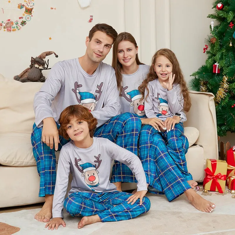 

Christmas Parent-child Pajamas Set Matching Family Letter Printed Homewear Suit