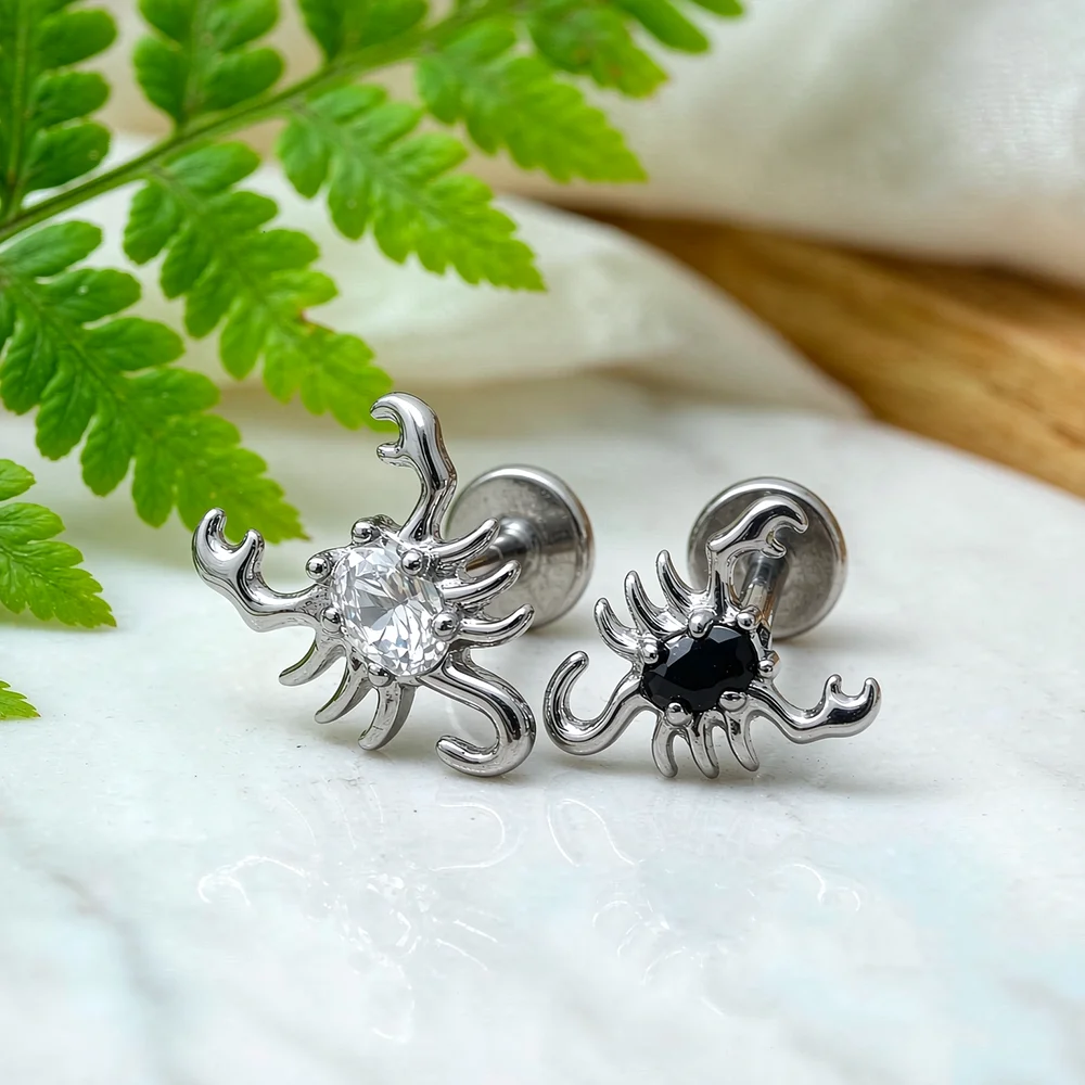 G23 Titanium Butterfly Labret Piercing Rings 16G Tragus Helix Cartilage Flat Back Medusa Jewelry with Internal Thread