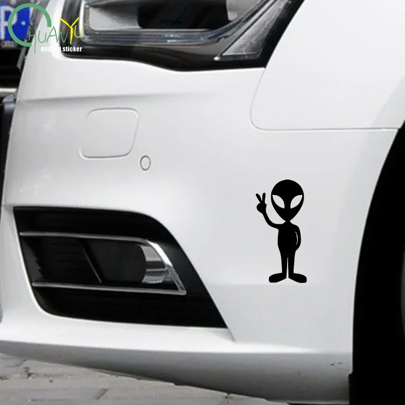 Alien Peace Sign Car Sticker Vinyl Decal for Window Body Waterproof Durable Styling Automotive Truck Laptop Moto Decor