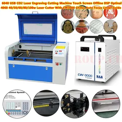 6040 Laser Engraving Cutting Machine 100W With CW3000 Chiller Co2 Auto Focus Linear Guide Cutter 80W DSP Touch Screen Optional