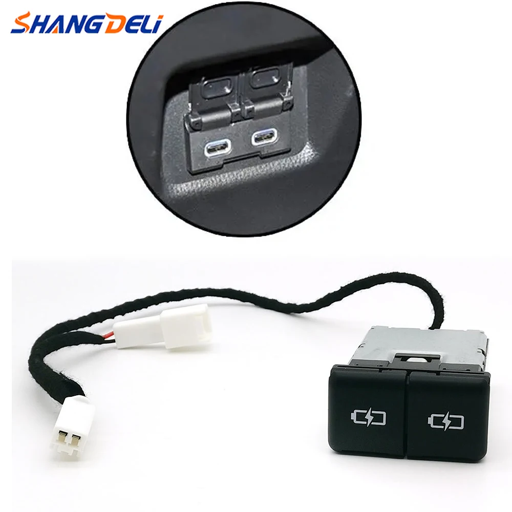 

Car Dual Charger with Cover Type-C PD Phone Charging Adapter For Camry Avalon Highlander Levin RAV4
