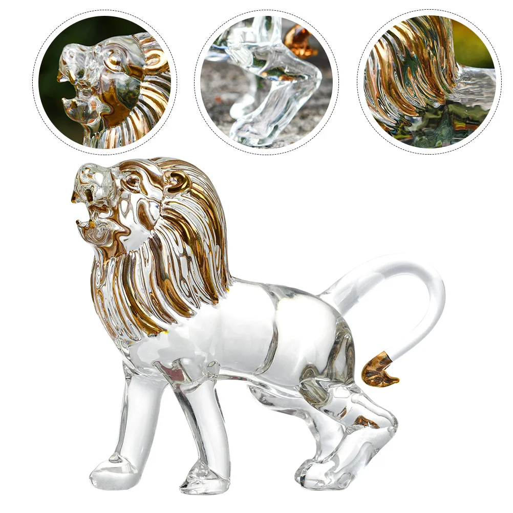 

Crystal Lion Decor Lifelike Lion Shape Tabletop Ornament Home Office Gift Crystal Crafts Tabletop Decor Garden Statues