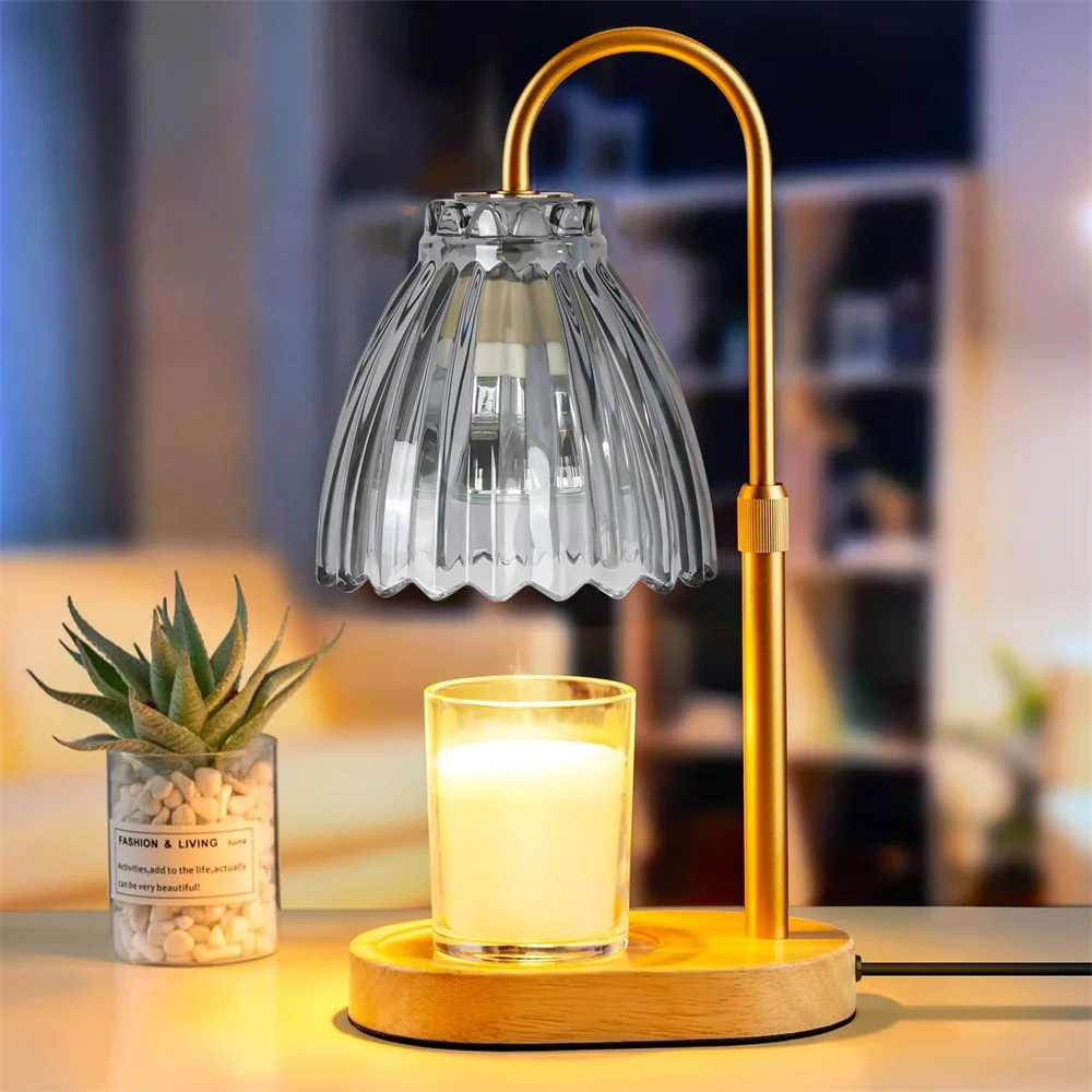 Petal Shape Candle Warmer Lamp Retro Tray Aromatherapy Night Light for Home Decoration Desk Lighting