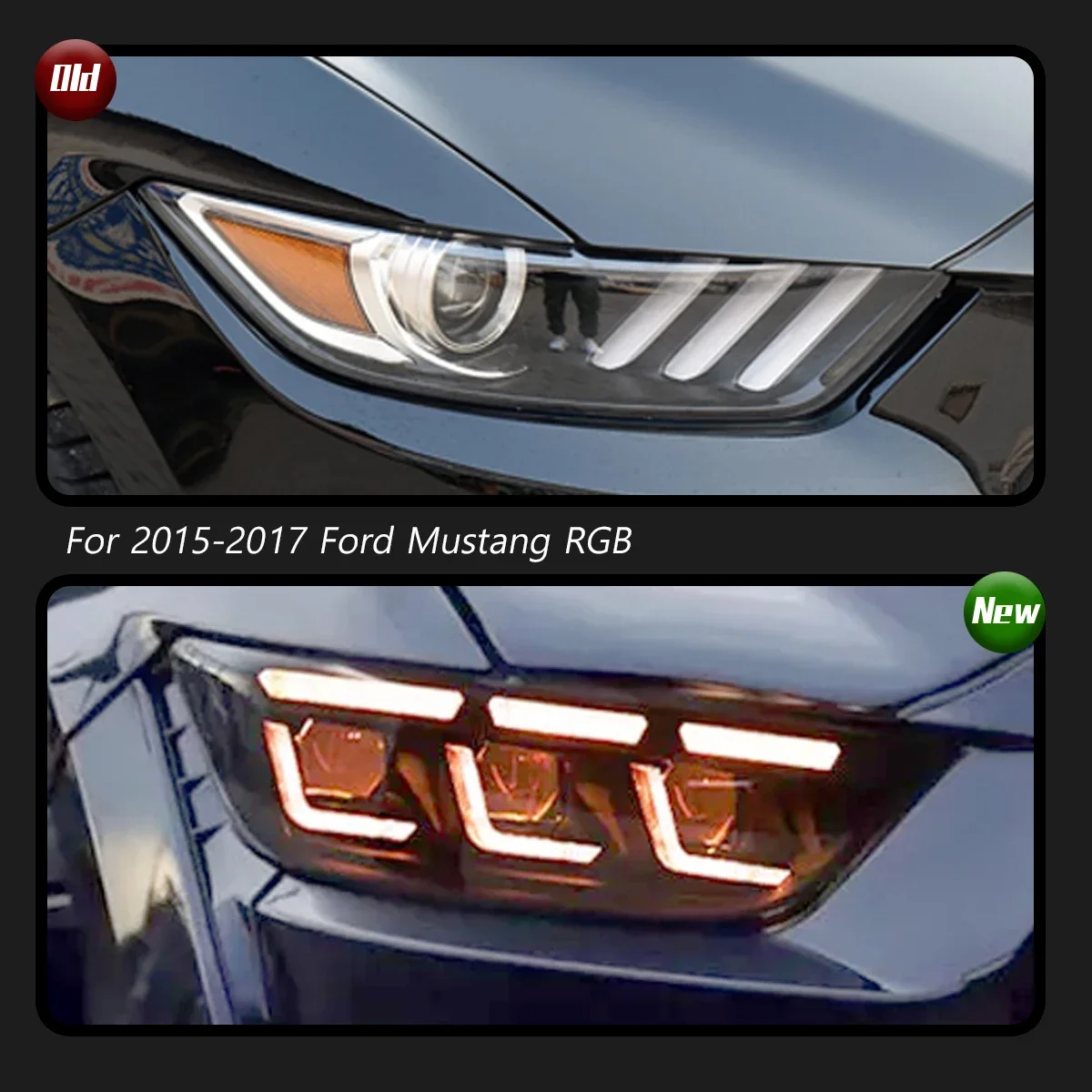 

TYPY Car Lights For Ford Mustang RGB 2015-2017 Headlight LED Projetor head Lamp Daytime Running Light Automotive Accessories