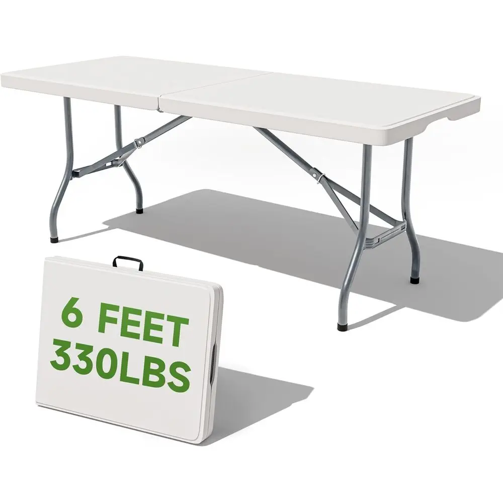

Portable Heavy-Duty Folding Table - 330 lbs Capacity, Sturdy & Collapsible with Safety Lock, Ideal for Camping, Parties, Indoor