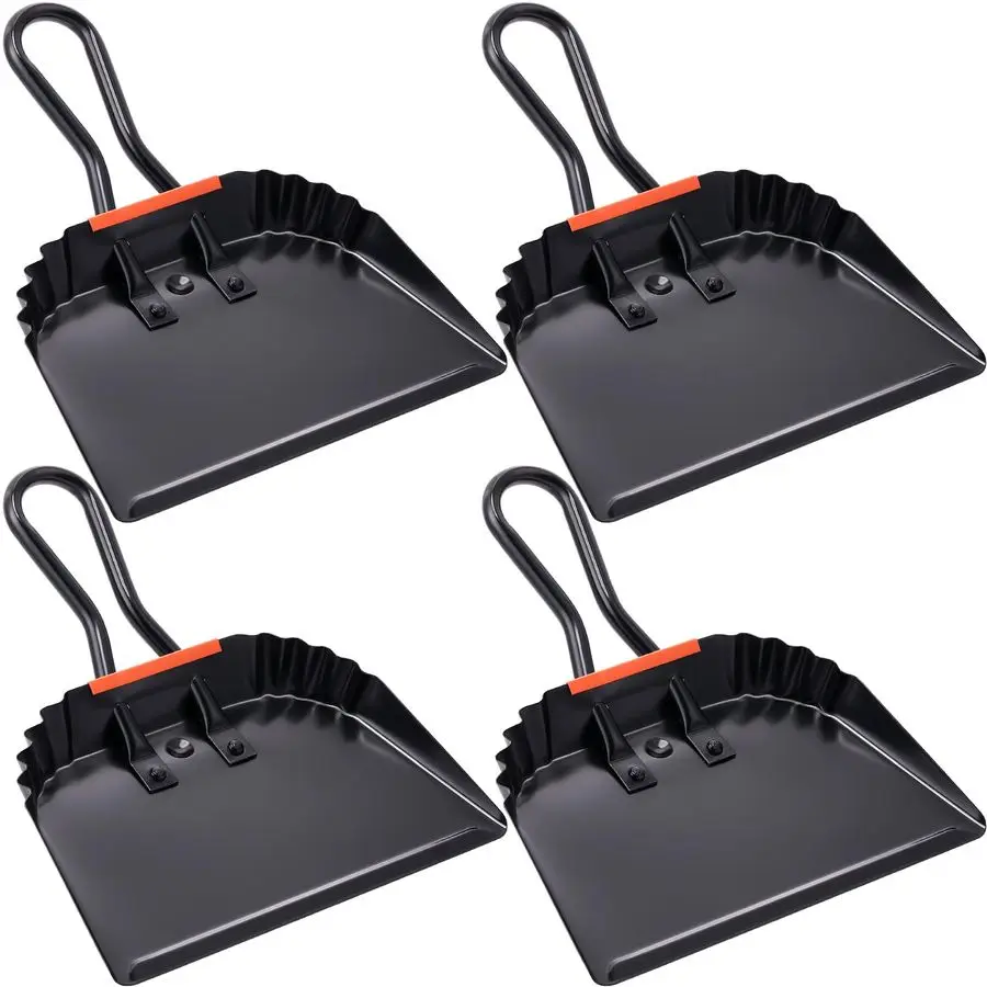 

4 Pack Industrial Metal Dustpan 12 Heavy Duty Dust Pan with Handle Handheld Dustpan Wide Scooper Dust Debris Sweeping Tool Preci