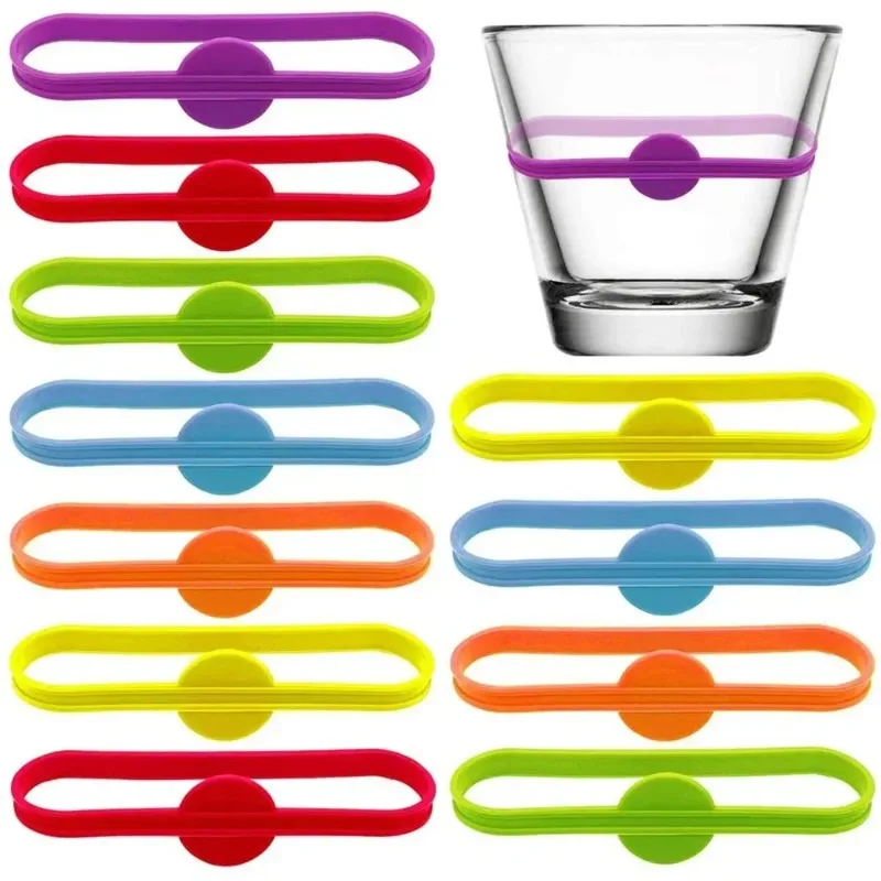 12pçs copo de silicone para beber vinho, tira longa, etiqueta de marcação, copo de vinho, marcadores de vidro, casa, bar, cozinha, acessórios de ferramentas
