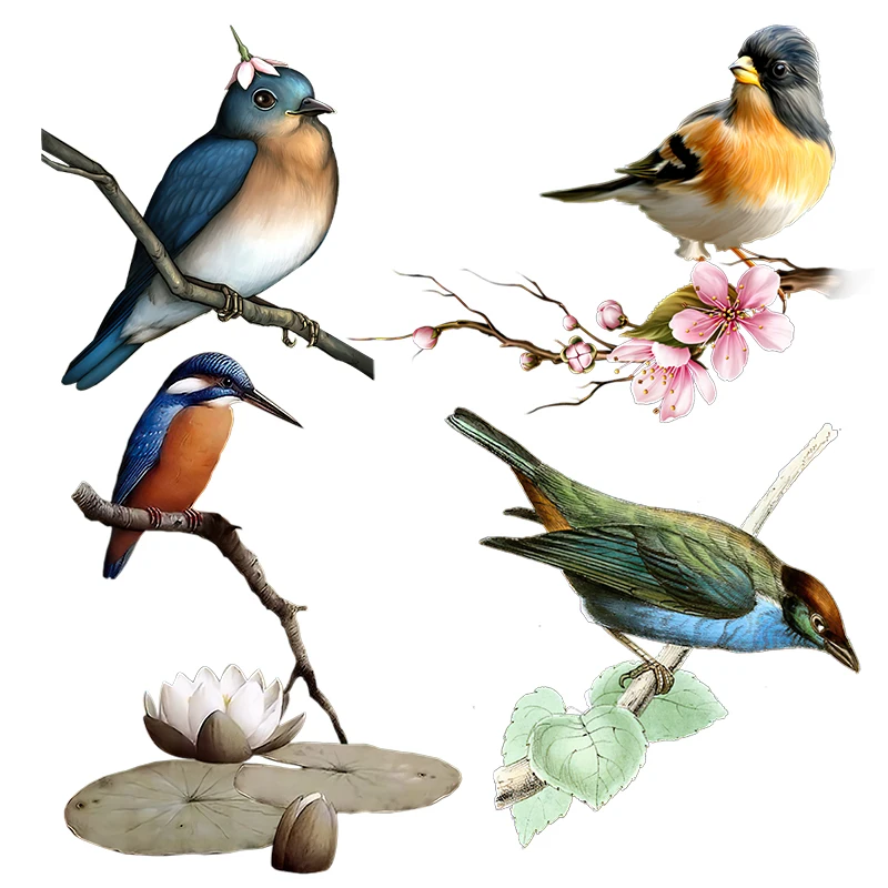 Three Ratels QCF146 Exquisite hand-painted flower and bird art wall sticker Toilet Decal